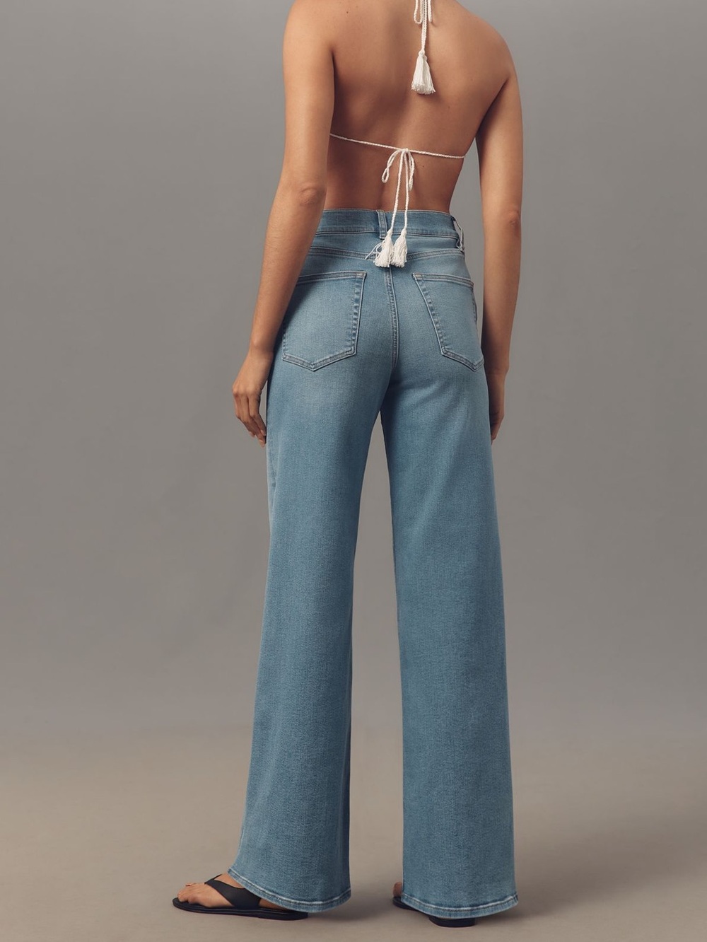 FRAME Le Slim Palazzo High Rise Wide Leg Jeans New 27 Honeymoon Light Blue Denim